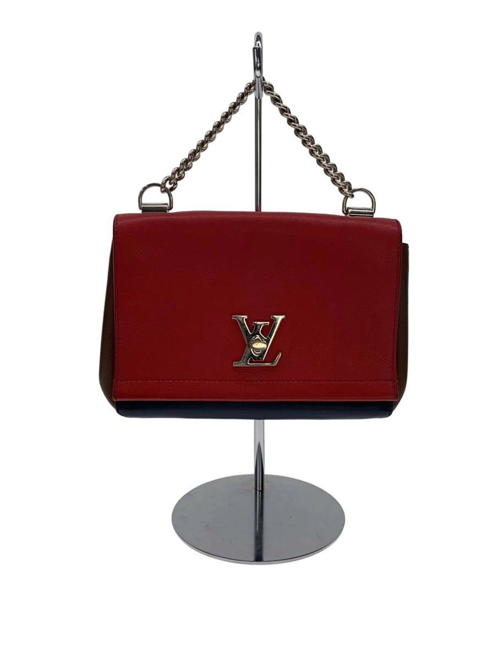 LOUIS VUITTON Lockme II Taurillon Bicolor Rouge Red x Marine Blue Cowhide RED